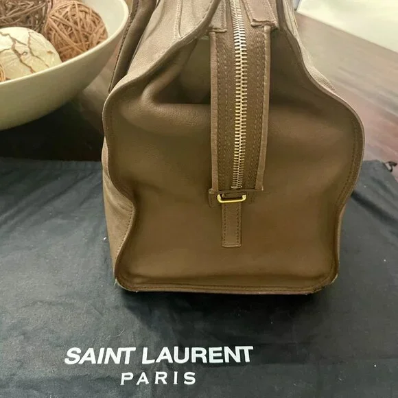 YSL Cabas Chyc Brown Elephant Leather Satchel Shopper Handbag - Picture 7 of 12